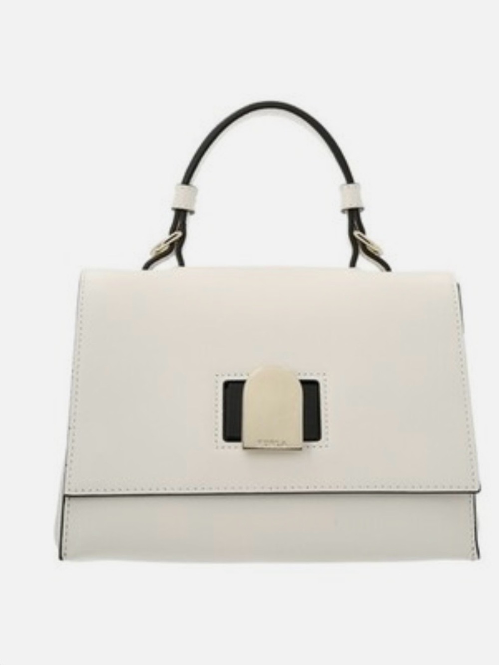 Furla Cream Leather Top-Handle Mini Satchel